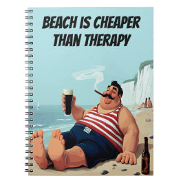 Grappige strandcitaat, man met een biertje,  notitieboek