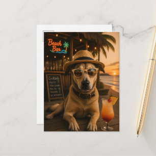 Grappige strandhond muur kunst afdrukbaar briefkaart