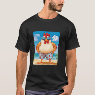 Grappige strandkip met zonnebril en badpak t-shirt