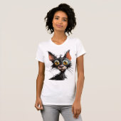 Grappige stripkarikatuur kat t-shirt (Voorkant volledig)