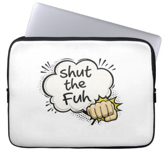 Grappige stripstijl "Hou je bek" laptophoes Laptop Sleeve