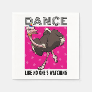 Grappige struisvogel dansen alsof niemand naar de servet