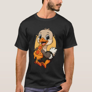 Grappige struisvogel eet pizza grafische jongens m t-shirt