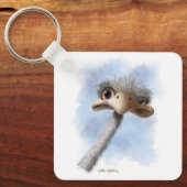 Grappige struisvogel karikatuur sleutelhanger (Voorkant)