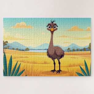 Grappige struisvogelpuzzel legpuzzel