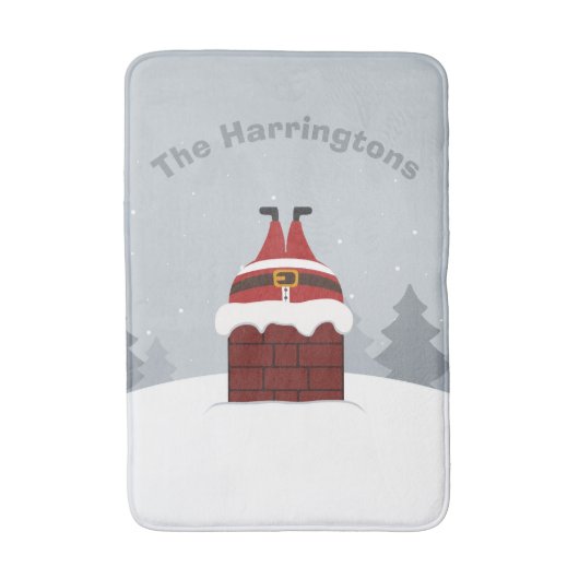 Grappige Stuck Santa aangepaste naam badmatten (Voorkant Verticaal)