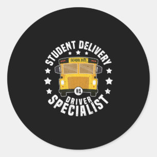 Grappige studenten Bus-chauffeur School Bus chauff Ronde Sticker