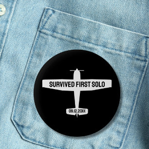 Grappige studentpiloot overleefde eerste solo-vluc ronde button 5,7 cm