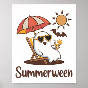 Grappige Summerween Schattigee Spooky Summer Ghost Poster