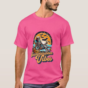 Grappige Summerween Vibes Summer Skeleton Beach Ch T-shirt