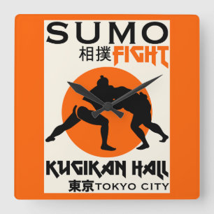 Grappige Sumo Wrestler Vierkante Klok
