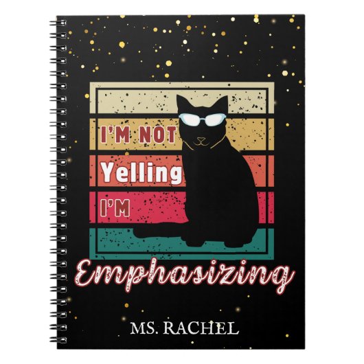 Grappige Sunset Grid Cat Lover leraar Notitieboek (Voorkant)