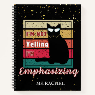 Grappige Sunset Grid Cat Lover leraar Notitieboek