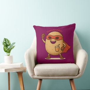 Grappige Superheld Aardappel Cartoon Grafische Wor Kussen