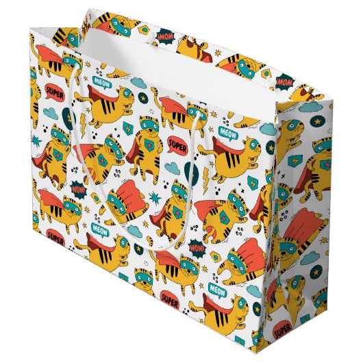 Grappige superheld kat groot cadeauzakje (Achterkant Gekanteld)