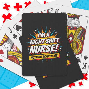Grappige Superheld Nachtdienst Verpleegster Waarde Pokerkaarten