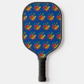 Grappige SuperPickleman op donkerblauwe achtergron Pickleball Paddle (Voorkant)