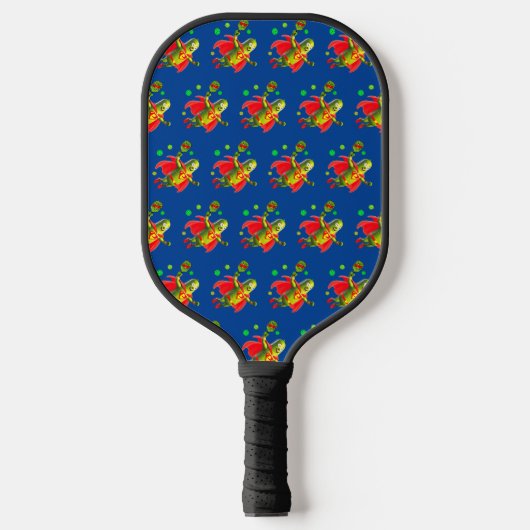 Grappige SuperPickleman op donkerblauwe achtergron Pickleball Paddle (Voorkant)