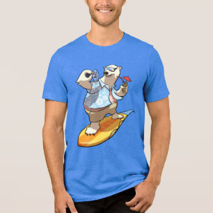 Grappige surfende ijsbeer Cocktail & Waaiers Carto Tri-Blend Shirt