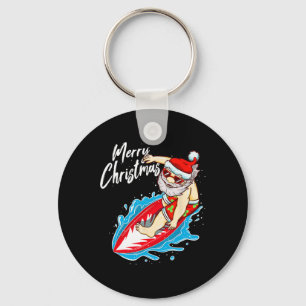 Grappige surfende kerstman Hawaiaanse kerstman Sleutelhanger