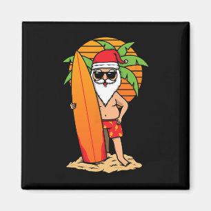 Grappige Surfende Kerstman Kerstmis In Juli Vrouwe Magneet