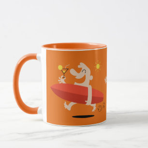 Grappige Surfer met de mokken van de de douanenaam