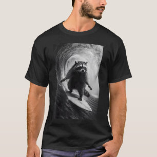 Grappige Surfer Wasbeer Selfie Op Surfplank Strand T-shirt