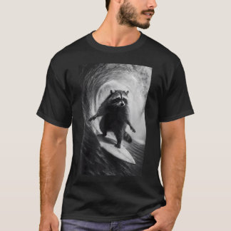 Grappige Surfer Wasbeer Selfie Op Surfplank Strand T-shirt