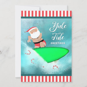 Grappige surfstrand kerstkaarten feestdagenkaart