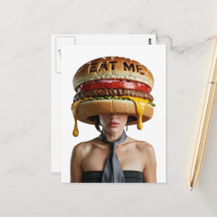 Grappige Surreal Cheesburger Vrouw Briefkaart