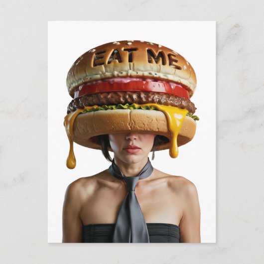 Grappige Surreal Cheesburger Vrouw Briefkaart (Voorkant)