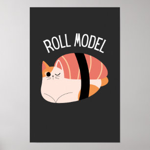 Grappige Sushi Kat Rollenmodel Poster