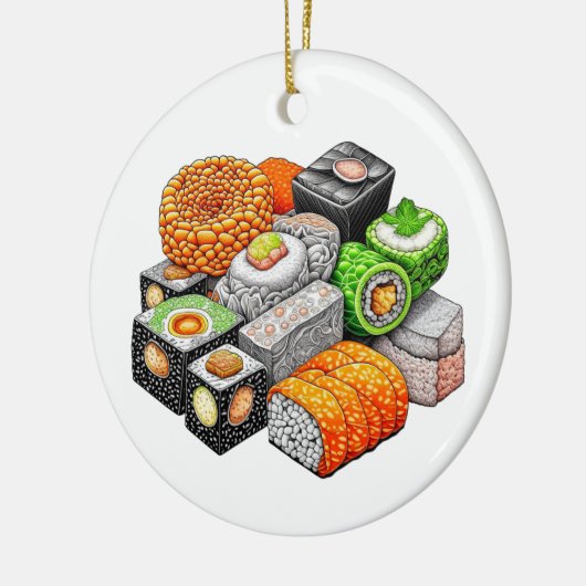 Grappige Sushi Pun Kerstmis Keramisch Ornament (Links)