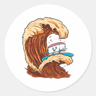 Grappige Sushi Surfer Ridder Sojasaus Golf Art Ronde Sticker