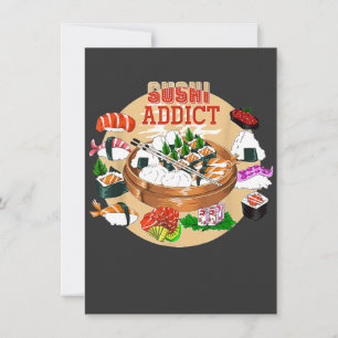 Grappige Sushi-verslaafde Aziatische Eten Liefhebb Kaart
