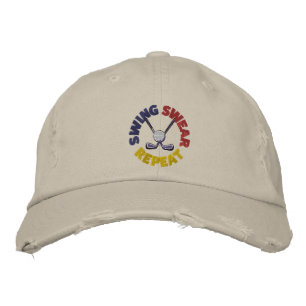 Grappige Swing Swear Herhaal Retro Golf Geborduurde Pet