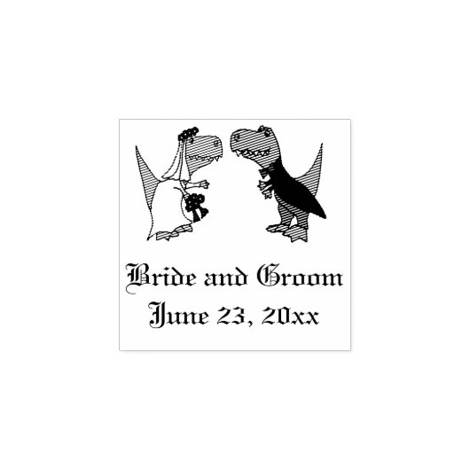 Grappige T-Rex bruid en bruidegom trouwstempel Rubberstempel (Afrduk)