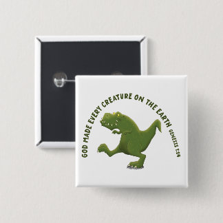 Grappige T rex cartoon God maakte elk schepsel Vierkante Button 5,1 Cm