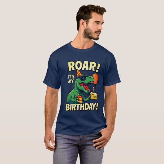 Grappige T-Rex Dino verjaardag T-shirt (Voorkant volledig)