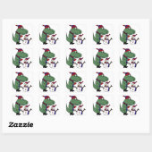 Grappige T-Rex Dinosaurus Building Sneeuwman Vierkante Sticker (Vel)