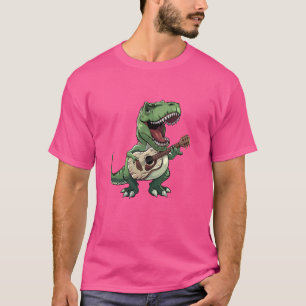 Grappige T-Rex dinosaurus die gitaar speelt Rockin T-shirt