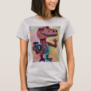 Grappige T-rex Dinosaurus met Camera Fotografie Ku T-shirt
