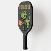 Grappige T-rex dinosaurus speelt pickleball kunst Paddle (Links)