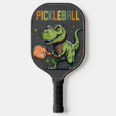 Grappige T-rex dinosaurus speelt pickleball kunst Pickleball Paddle (Voorkant)