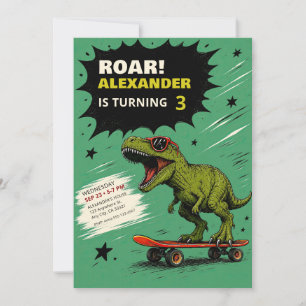 Grappige T-Rex Dinosaurus Verjaardagsfeest Uitnodi Kaart