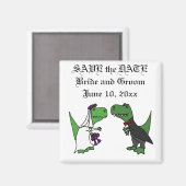 Grappige T-rex Dinosaurussen Bruid en bruidegom Tr Magneet (Voorkant / Achterkant)