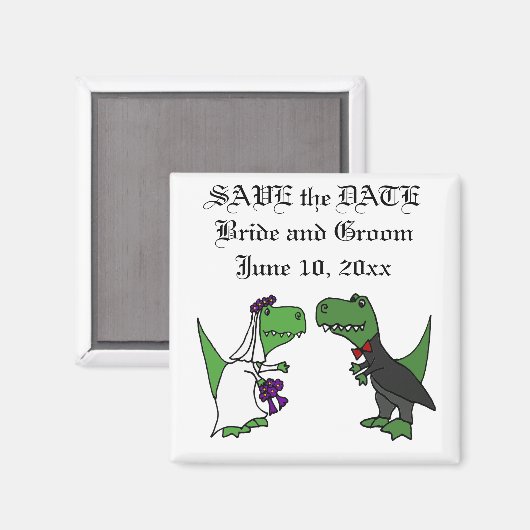 Grappige T-rex Dinosaurussen Bruid en bruidegom Tr Magneet (Voorkant / Achterkant)