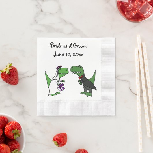 Grappige T-rex Dinosaurussen Bruid en bruidegom Tr Servet (Insitu)