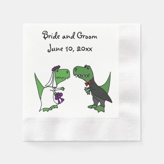 Grappige T-rex Dinosaurussen Bruid en bruidegom Tr Servet (Voorkant)