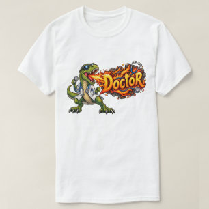 Grappige T-Rex Dokter Ademt Vuur Dinosaurus Dokt T-shirt